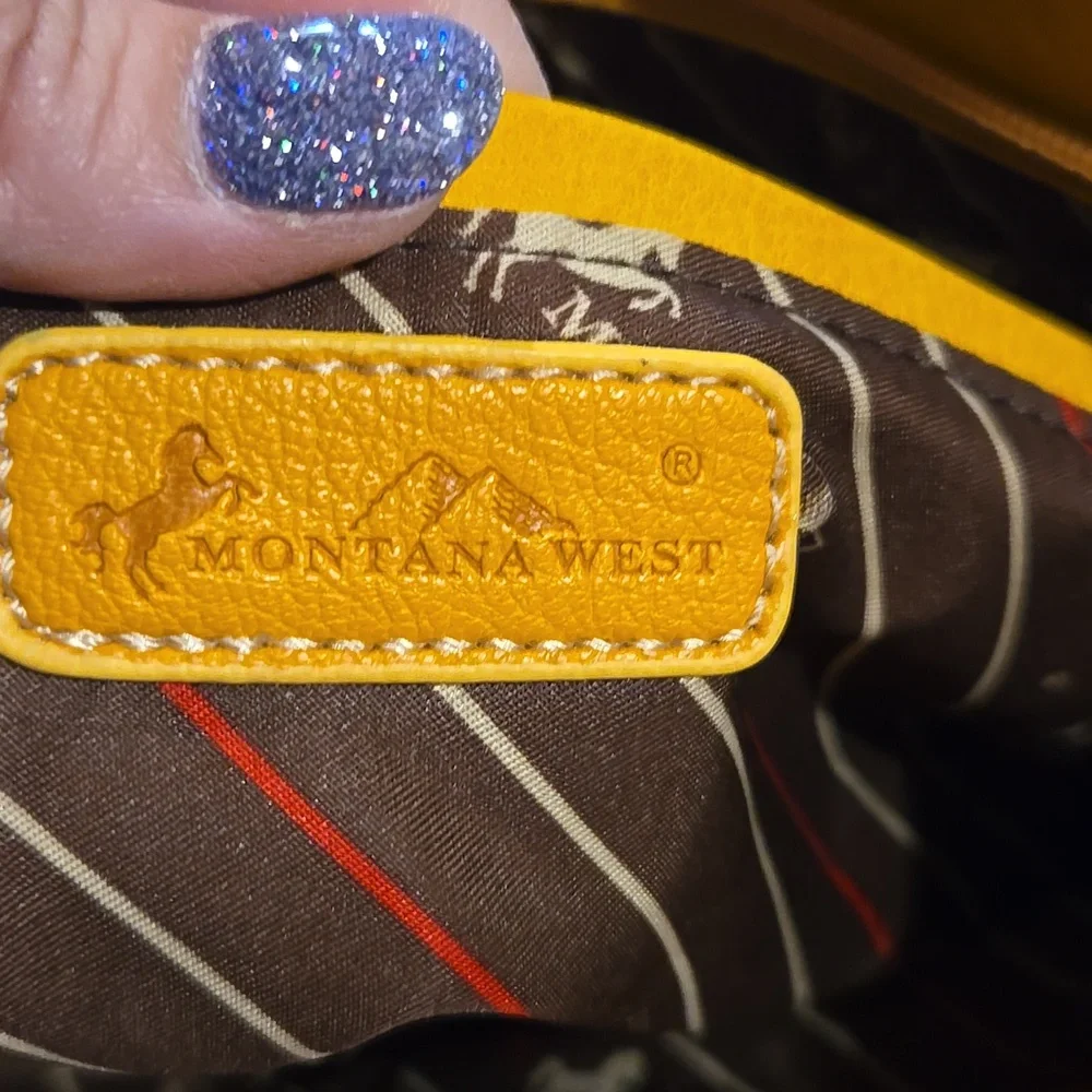 Yellow and Blue Studded Women's Bag, EUC
